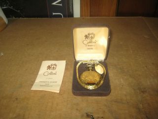 Vintage Colibri 17 Jewel Gold Tone Swiss Pocket Watch - W/ Chain & Box