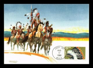 Dr Jim Stamps Us Shoshone Indian Headdress Fdc Continental Size Maximum Card