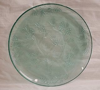 Ponderosa Pine Green By Tiara 12 - 1/4 " Serving Platter Textured Raised Pinecones