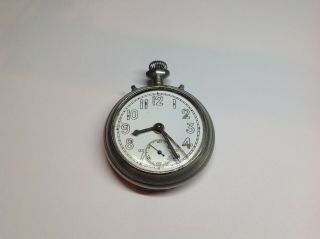 Vintage Gents Military Style Alarm Pocket Watch Junghans 7r - Rare - Ticking