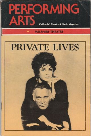 Elizabeth Taylor - Richard Burton 1983 Wilshire Theater Program - " Private Lives "