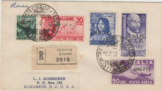 Italy: Trieste A: Small Registered Cover To Elizabeth,  N.  J.