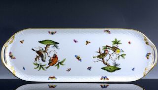 Gorgeous Herend Porcelain Rothschild Bird Pattern Serving Platter Tray 19 - 1/2 "