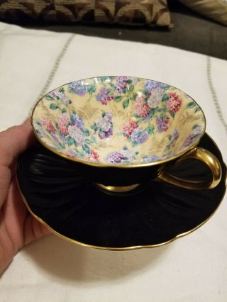 Black Shelley Teacup And Saucer Shelly Oleander Teacup And Saucer Flat Black