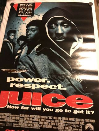 Vintage Juice Video Store Movie Poster 2pac 1992 27 X 41 1/2 Rare