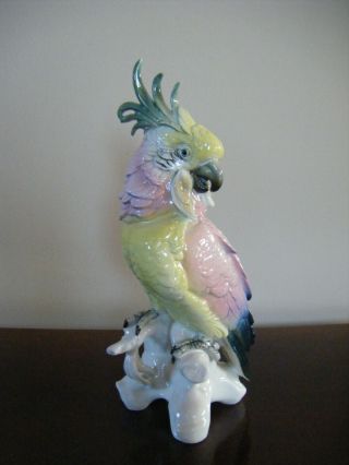 Vintage Karl Ens Large Porcelain Parrot,  Cockatoo