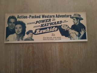 Vtg Rawhide Western Movie Ticket Booth Window Card Tyrone Power Susan Hayward