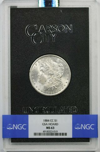 1884 - Cc $1 Ngc/gsa Hoard Ms 63 Morgan Silver Dollar W/ Box,