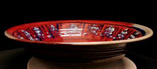 ZAPPA POTTERY COLORADO LARGE HAND CRAFTED BOWL BLUE RED TAN SIGNED EUC 2