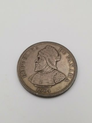 1904 Republica De Panama 50 Centesimos Silver Coin