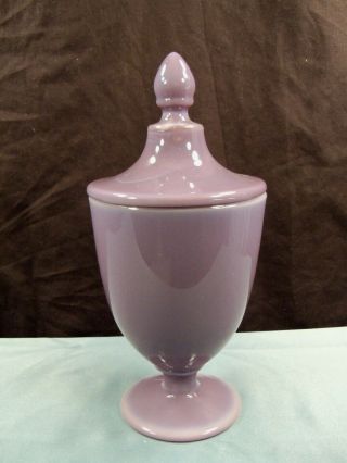 Vintage Cambridge Glass Covered Candy Jar Urn Opaque Helios Purple Color 2