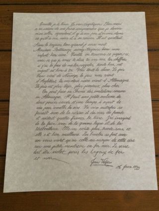 Prop Letter From Les Miserables Jean Valjean To Cossette French