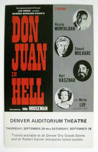 Theater Poster Window Card Don Juan In Hell Ricardo Montalban Myrna Loy