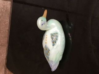 Fenton Glass Duck Iridescent Green Hand Painted & Signed D Wright Sticker 2