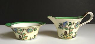 Vintage Noritake Hand Painted Art Deco Style Creamer And Sugar Bowl Hand Painted