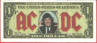Ac/dc Money Talks Us Promo Only Fake One Dollar Bill 1990 Nm