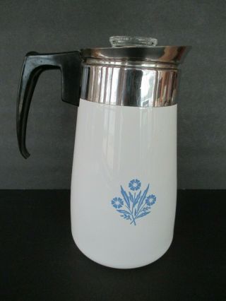 Corning Ware Percolator 9 Cup Stove Top Coffee Pot Cornflower Blue
