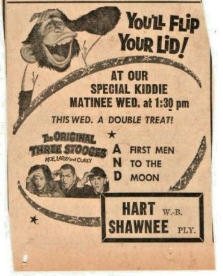 Shawnee Theater Plymouth Pa Three Stooges - Sunday Independent Ad 1966