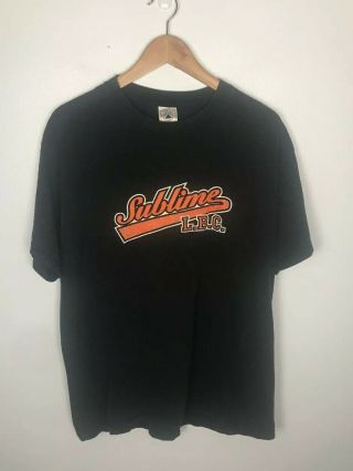 Vintage Sublime L.  B.  C.  Lbc Spellout Baseball Style Tour T Shirt Orange Black L