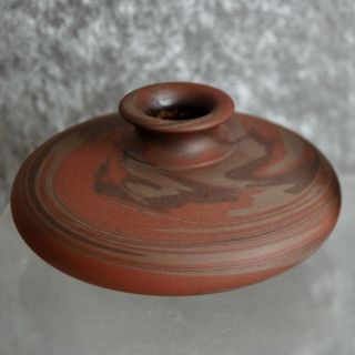 Niloak Pottery Mission Swirl Squat Vase,  1st Art Mark,  Circa 1915