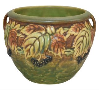 Roseville Pottery Blackberry Green Ceramic Jardiniere 623 - 4
