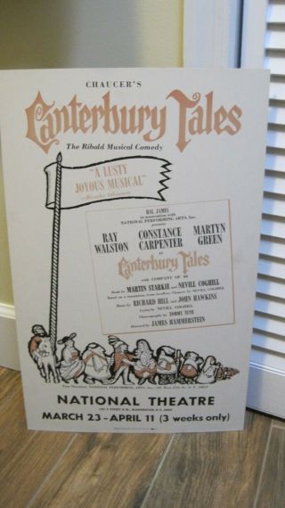 Vintage National Theatre Washington Dc Canterburgy Tales Play Poster