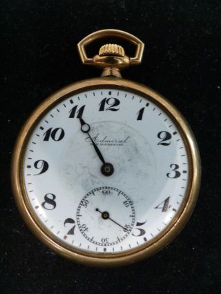 Antique Admiral Gold Filled Pocket Watch No Crystal