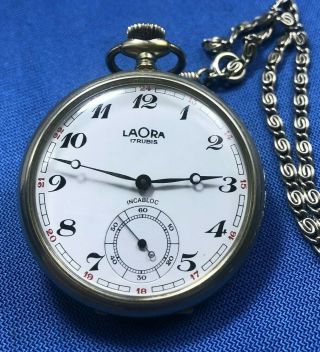 Vintage Laora 17 Rubis Railways Tcdd Pocket Watch,  Ancre De Precision Hp X 40