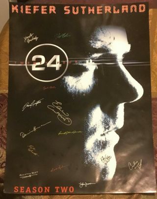 Cast Signed Autographed 24 Season 2 27x40 Tv Poster Kiefer Sutherland No Frame
