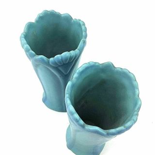2 Van Briggle Mid Century Vases Turquoise Art Deco Arts Crafts Pottery 3