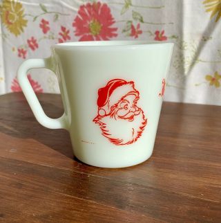 Rare Vintage Pyrex 1410 Mug - Santa,  Merry Christmas