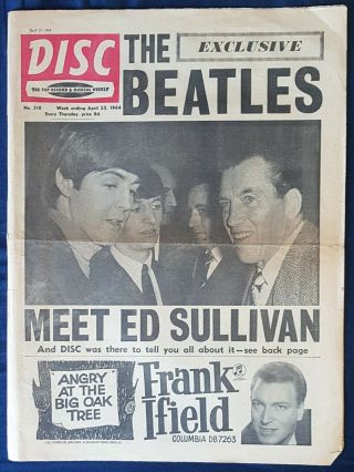 Beatles Disc Uk Newspaper April 25 1964 Ed Sullivan Show Hard Days Night Filming