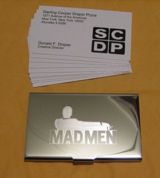 Don Draper From " Mad Men " Silver Business Card Case,  10 Cards Very Rare Jon Hamm