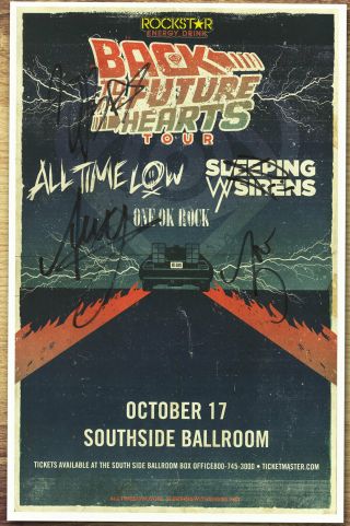 All Time Low Autographed Gig Poster Alex Gaskarth,  Jack Barakat Rian Dawson Bttf