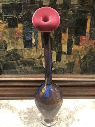 Contemporary Art Glass Vase Signed Garcia