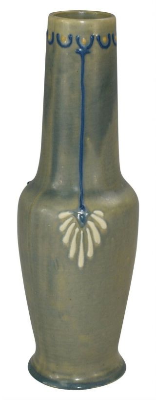 Roseville Pottery Aztec Blue Arts and Crafts Vase 16 - 10 (Rhead) 3