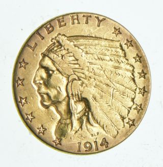1914 $2.  50 Gold Quarter Eagle Indian Head - U.  S.  Gold Coin 976