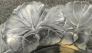 Lalique Honfleur Geranium Leaf Clear and Frosted Signed Glass Bowl 5 7/8” 3