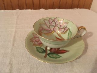 Trimont China Teacup Occupied Japan Flower Footed Gold Gilt