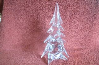 10 " Heavy Lead Crystal Art Glass Tree Holiday Decor Xmas Villages - Mcm