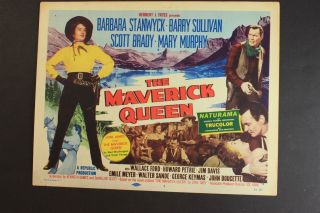 1956 The Maverick Queen Western Movie Lobby Title Card Barbara Stanwyck