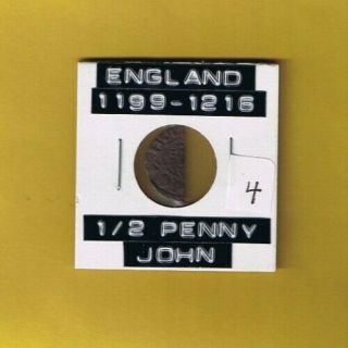 Medieval England Silver Half Penny Of " King John " 1199 - 1216 Ad.  Aka - Bad King John
