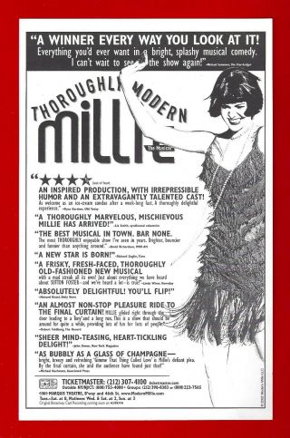 Sutton Foster " Thoroughly Modern Millie " Harriet Harris / Gavin Creel 2002 Flyer