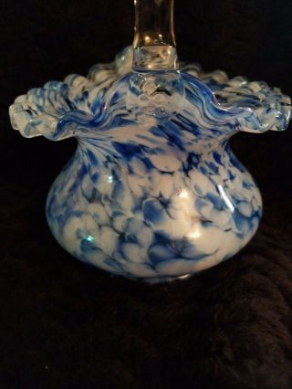Fenton Art Glass Blue And White Basket 2