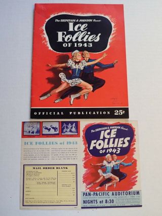 Ice Follies Of 1943 Official Program & Mailer Pan Pacific Auditorium Los Angeles
