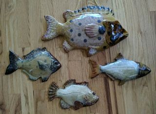 Pottery Fish Grouping Hand Crafted