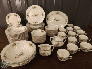 Vntg W.  S.  George Pine Cone Branch Discontinued Circa 1957 Dinner Set For 12