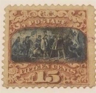 Rare Pictoral Landing Of Columbus 15 Cent Stamp 1869 Grilled Scott 119