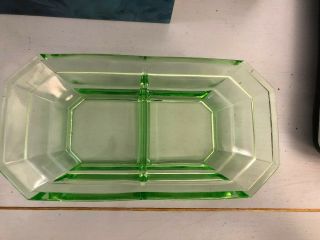 Indiana Glass Tea Room Depression Glass Green Divided Relish Tray