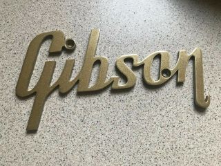 Gibson Logo Metal Vintage Amp Badge 6 1/2” X 3 1/2” Old Stock Bi